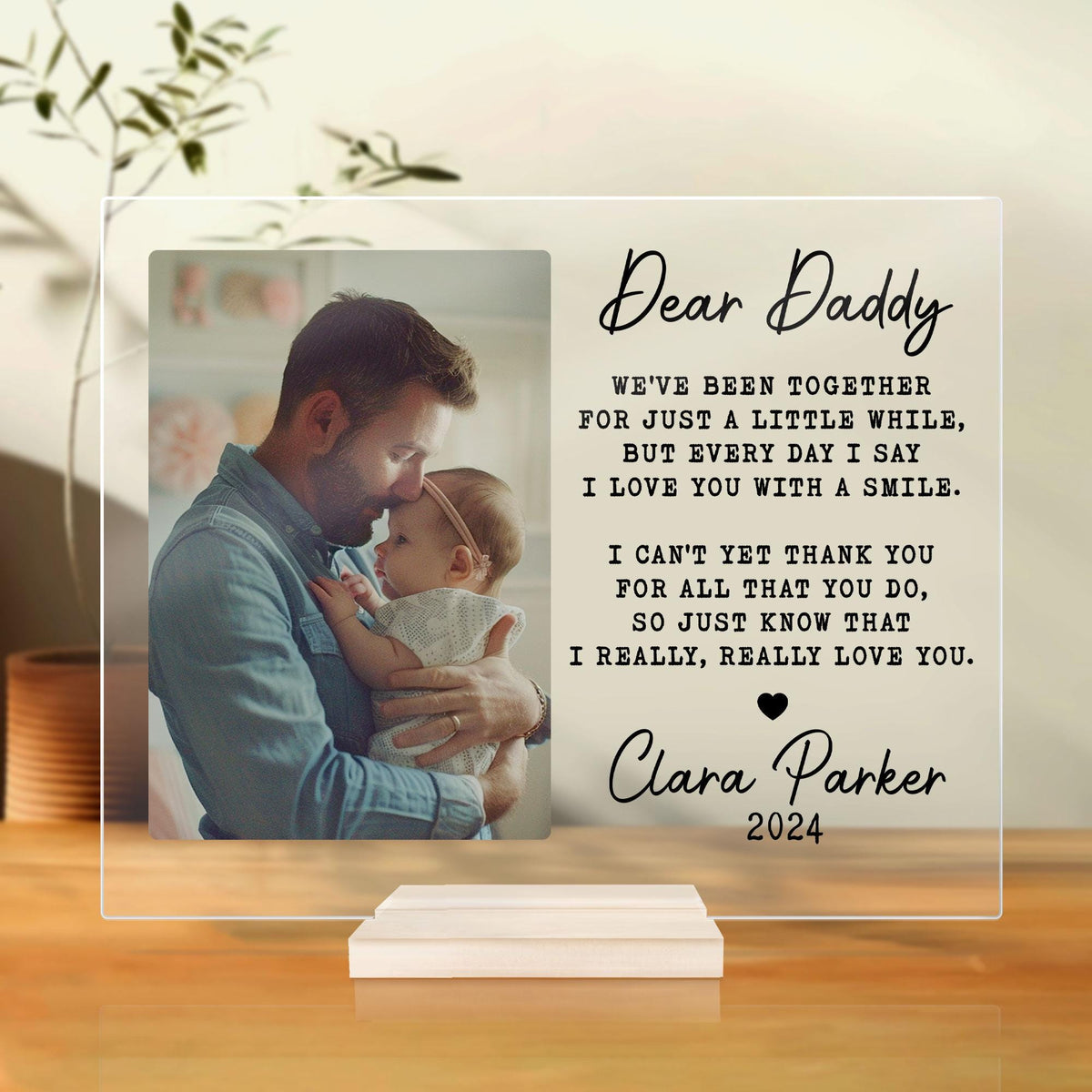 Personalized Plaque Gift For Dad From Daughter, Son, Custom Family Portrait, Dad Gift, New Baby Dad Plaque Gift, New Dad Gifts, Gift for Dad