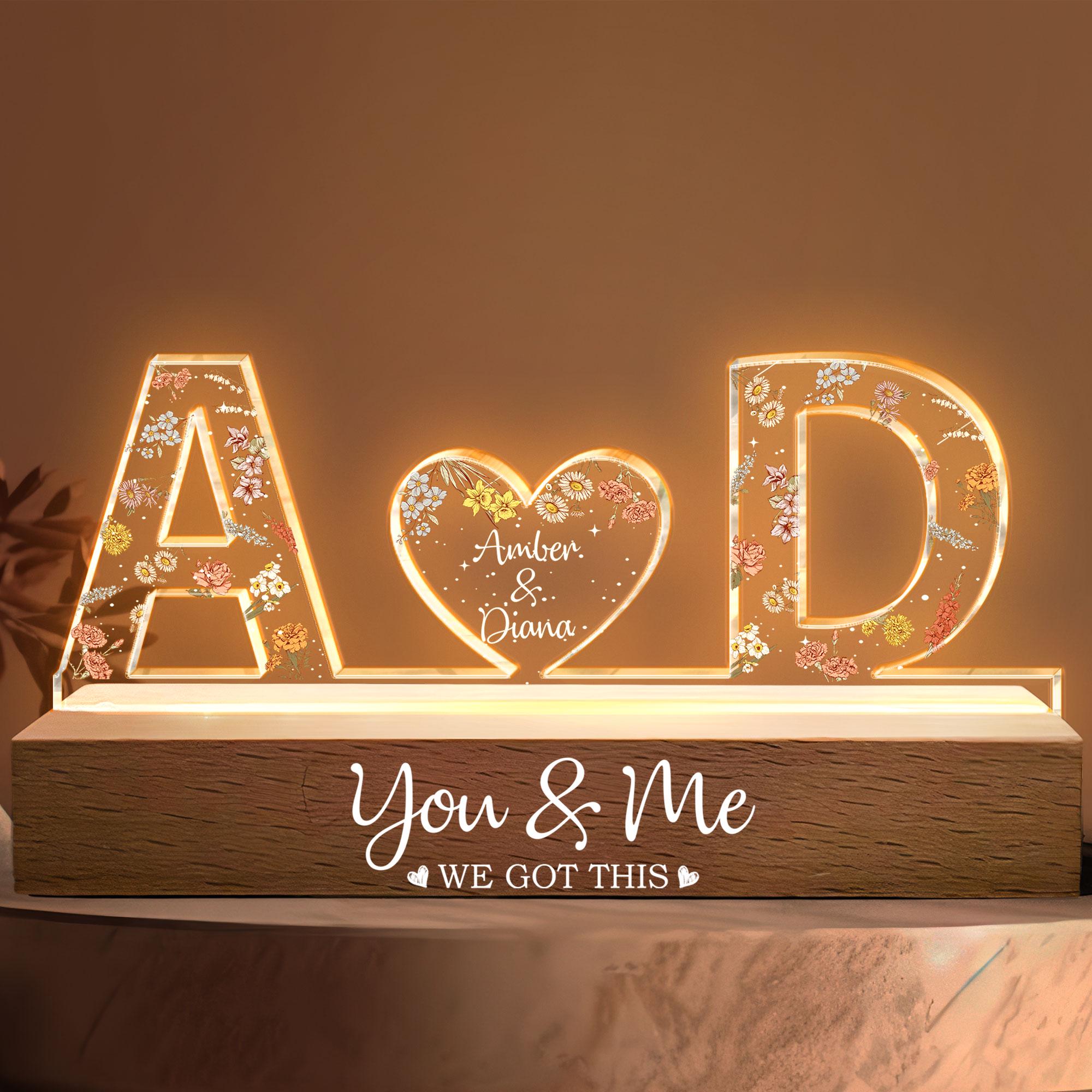 Personalized Couple Name Led Night Light, You And Me We Got This, Couple Home Decoration, Custom Letter Gift For Couple, Wedding Anniversary