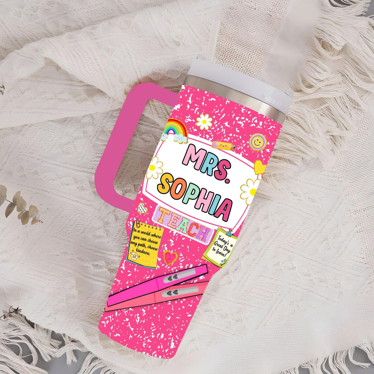 Personalized Teacher 40 Oz Tumbler, Back To School Teacher Tumbler, First Day For Learning, Teacher Appreciation Gift, New Teacher Tumbler