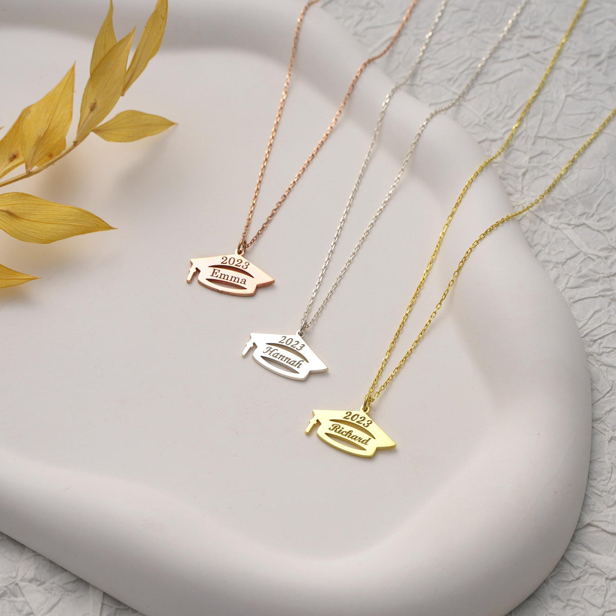 Personalized Graduation Necklace, School Engraved Necklace, College Gr - Best Custom