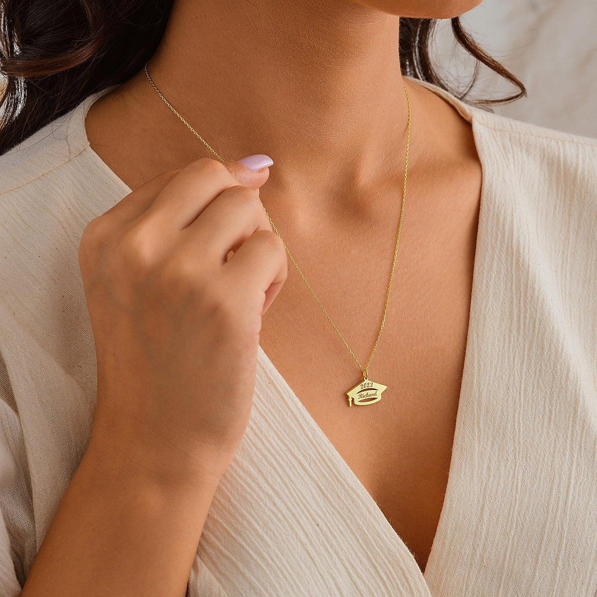 Personalized Graduation Necklace, School Engraved Necklace, College Graduation Favors, Gift For Her, Class of 2025, Memorial Necklace