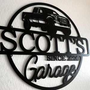 Personalized Metal Garage Sign Custom Name Plaque, Wall Art, Housewarming Gift, Est. Year, Man Cave, Dad s Gift, Mechanic Workshop Decor