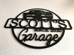 Personalized Metal Garage Sign Custom Name Plaque, Wall Art, Housewarming Gift, Est. Year, Man Cave, Dad s Gift, Mechanic Workshop Decor