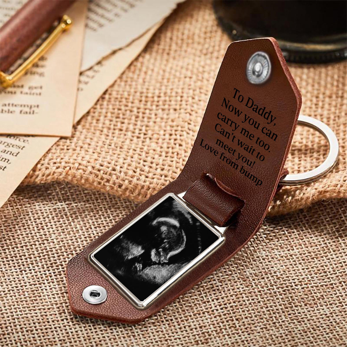 Personalized Ultrasound Keychain, Daddy Carry Me, Bump keyring, Expecting Dad gifts, Sonogram Dad Birthday Gift from Bump, New Born Keepsake