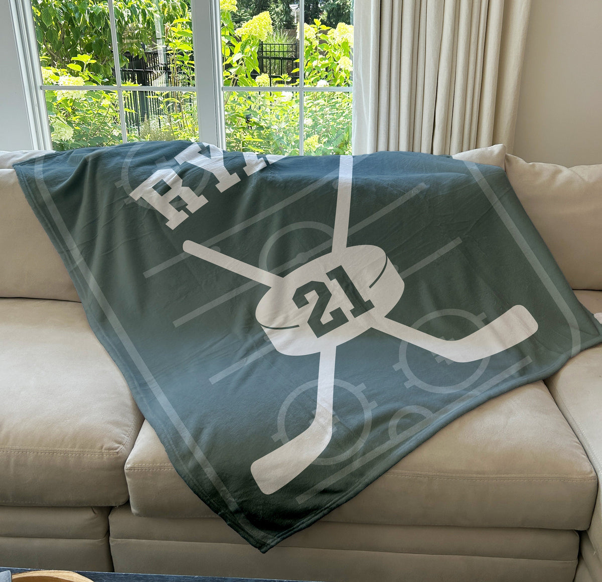 Custom Ice Hockey Blanket with Name and Number, Custom Name Blanket, Ice Hockey Blanket, Sports Blanket, Team Gift, Sports Gift