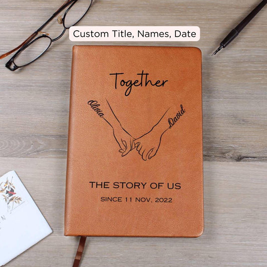 Personalized Couple's Journal Name Notebook, Custom Valentine's Journal, Customized A5 Vegan Leather, Gift for Wife or Husband, Anniversary