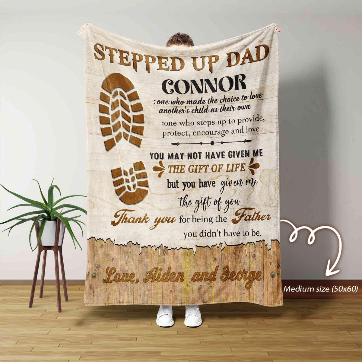 Stepped Up Dad Blanket, Dad blanket, Family Blanket, Custom Name Blanket, Gift for Christmas, Best Gifts For Step Dad, Gifts For Dad