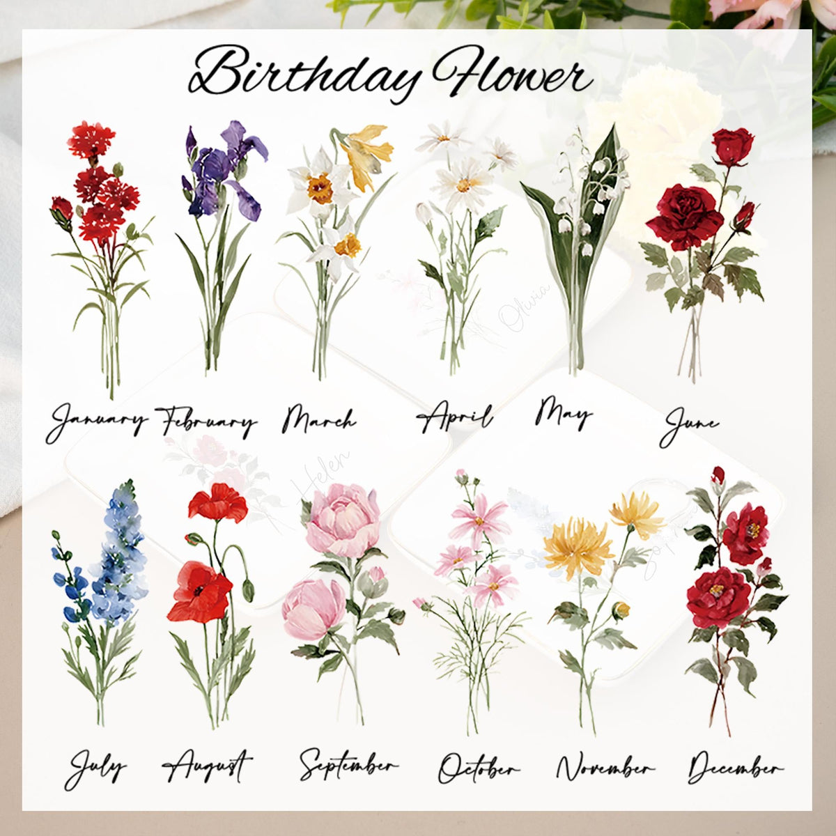 Personalised Birth Flower Trinket Dish, Watercolor Flower Ring Dish, Birthday Jewelry Dish Gift for Friend, Wedding Bridesmaid Gift