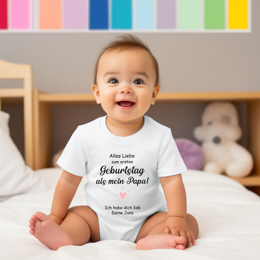 Baby's First Birthday Gift for Dad: Happy First Birthday as my Dad. Personalized Baby Bodysuit Romper. Gift.