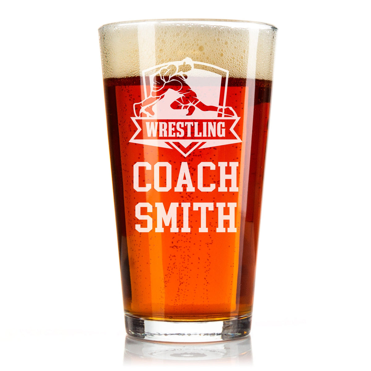 Custom Wrestling Coach Drinking Glass Gift - Get the Perfect Personalized Coach Gift - Great Last Minute Gift Ideas - Sports Theme Gift