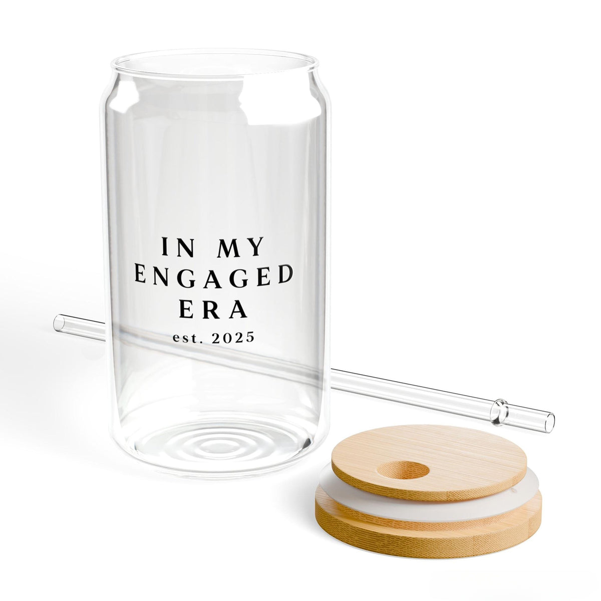 Personalized In My Engaged Era Glass Cup, Custom Coffee Cup, Glass Can, Future Mrs Gift, Engagement Bridal Shower Gift, Bride to Be Gift