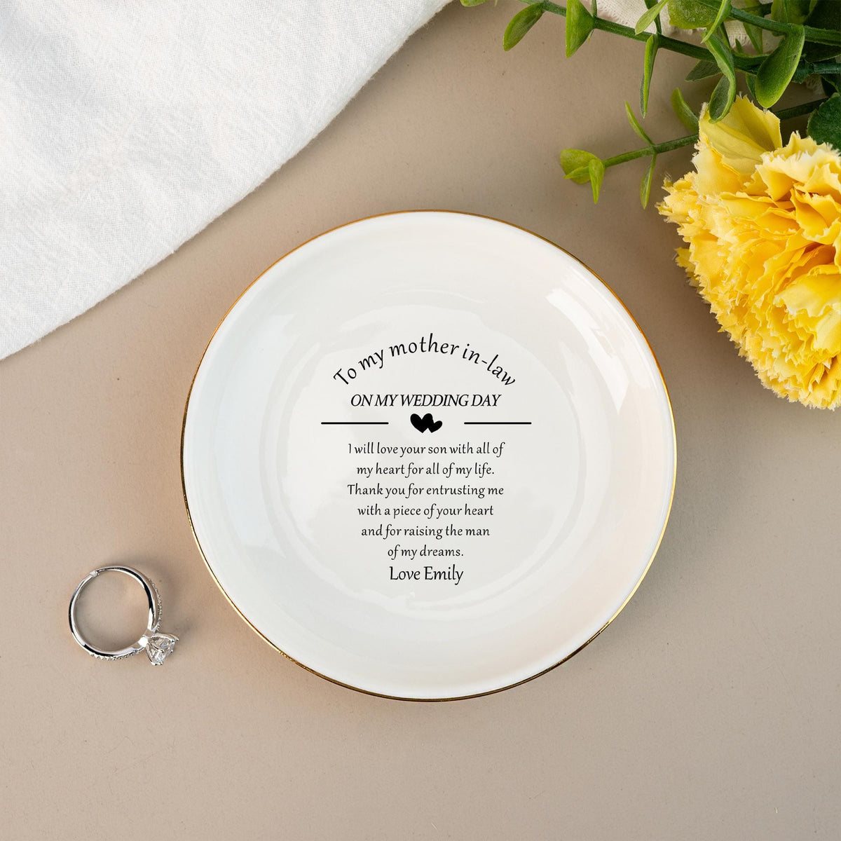 Mother-in-law, Personalized Ring Dish, Custom Jewelry Dish For Mother Of The Groom, Wedding Gift From Bride, Daughter-in-law Gifts