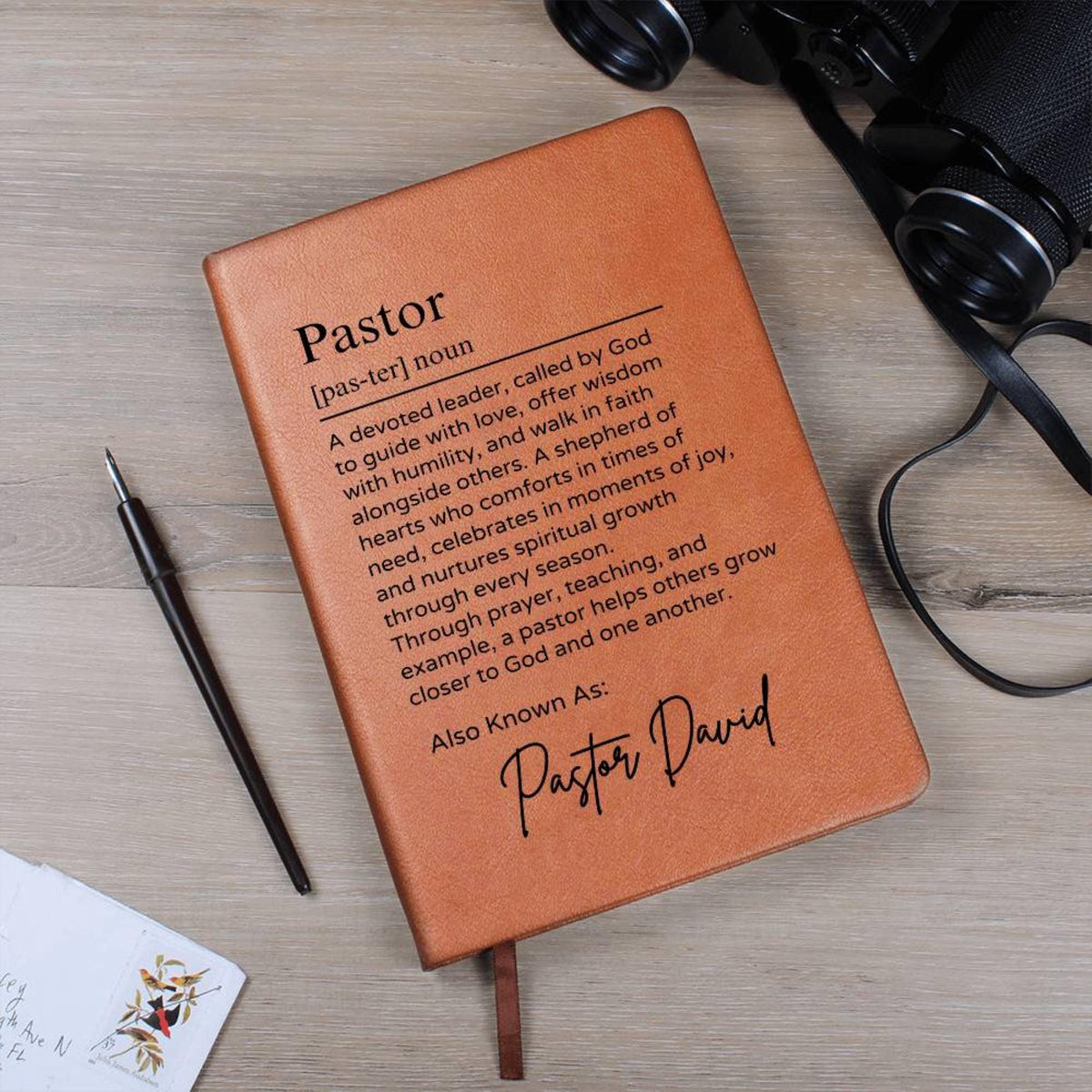 Personalized Pastor Journal, Custom Pastor Appreciation Gift, Vegan Leather Journal, Unique Thank You Gifts for Pastor
