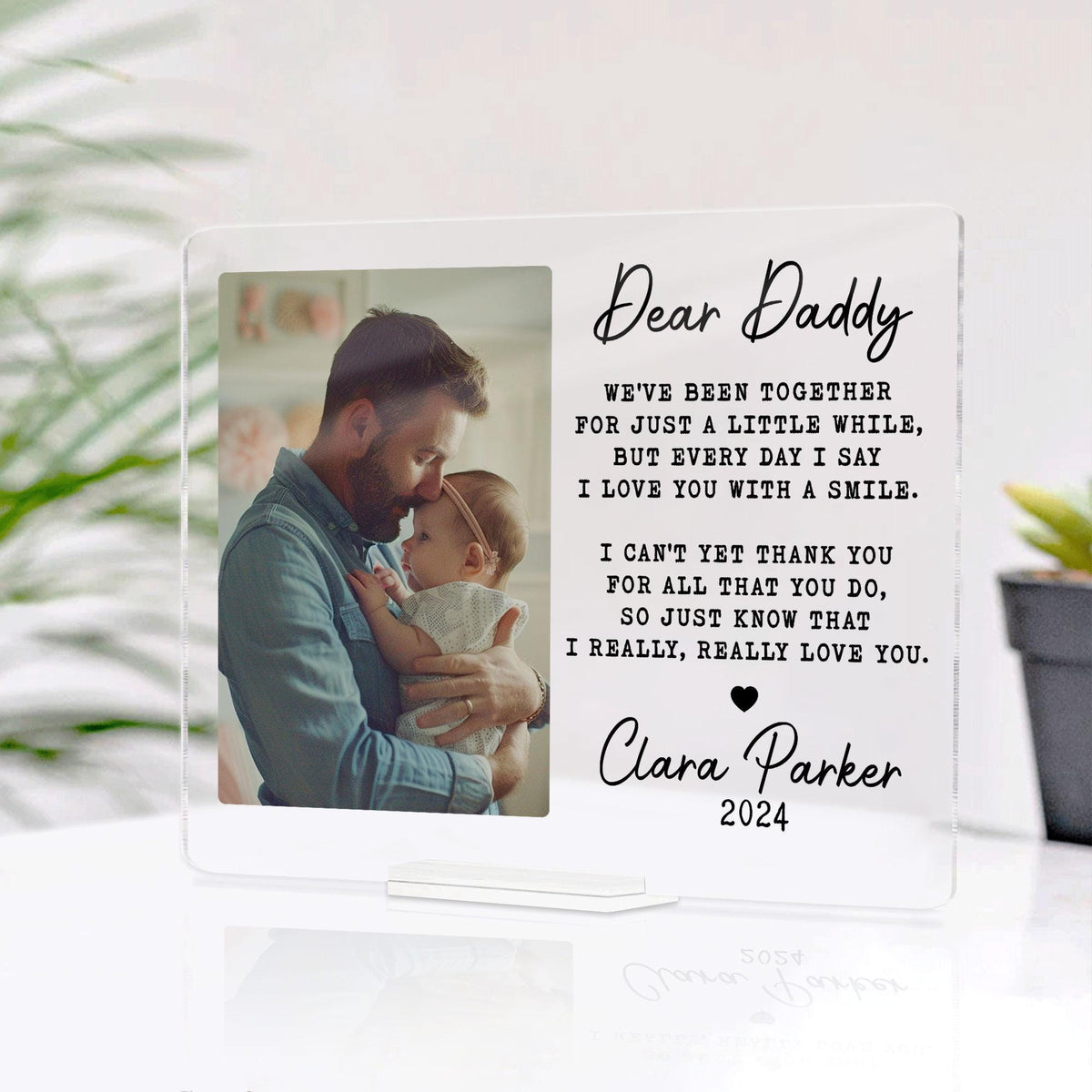 Personalized Plaque Gift For Dad From Daughter, Son, Custom Family Portrait, Dad Gift, New Baby Dad Plaque Gift, New Dad Gifts, Gift for Dad