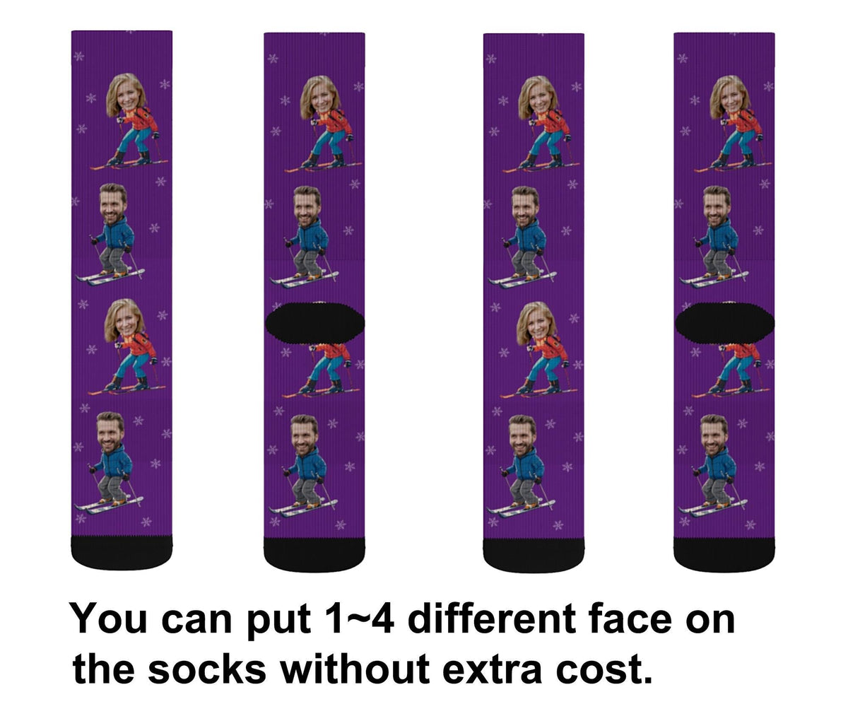 Custom Ski Socks, Personalized Face Socks, Ski Gifts, Funny Face Socks, Gifts for Skiers Socks for Him, Socks with face, Skiing Gifts