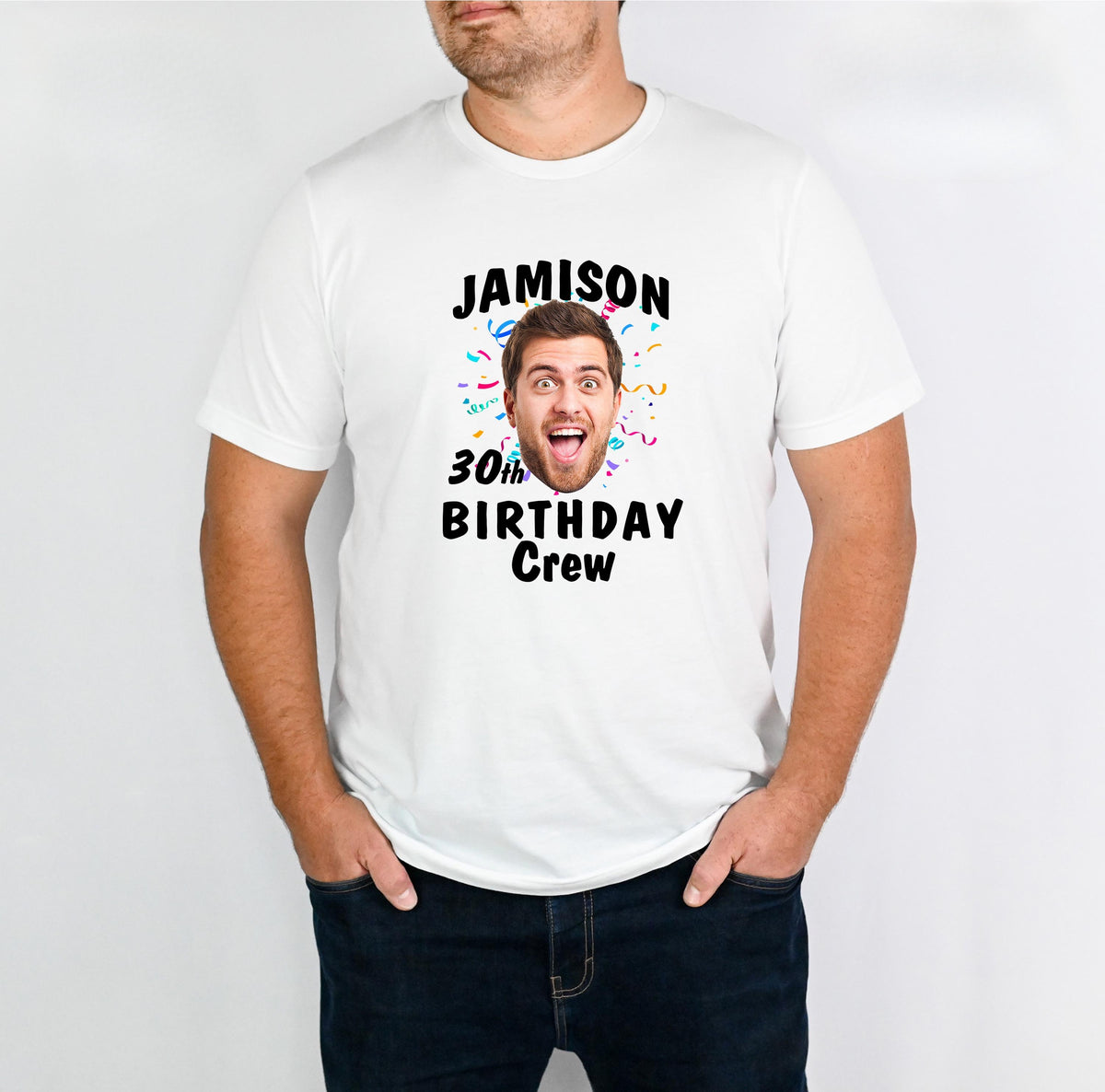 Custom Birthday Photo Name Shirt, Personalized Photo Birthday Party Tee, Birthday Gift, Custom Face Birthday Tshirt, Birthday Face Name Tee