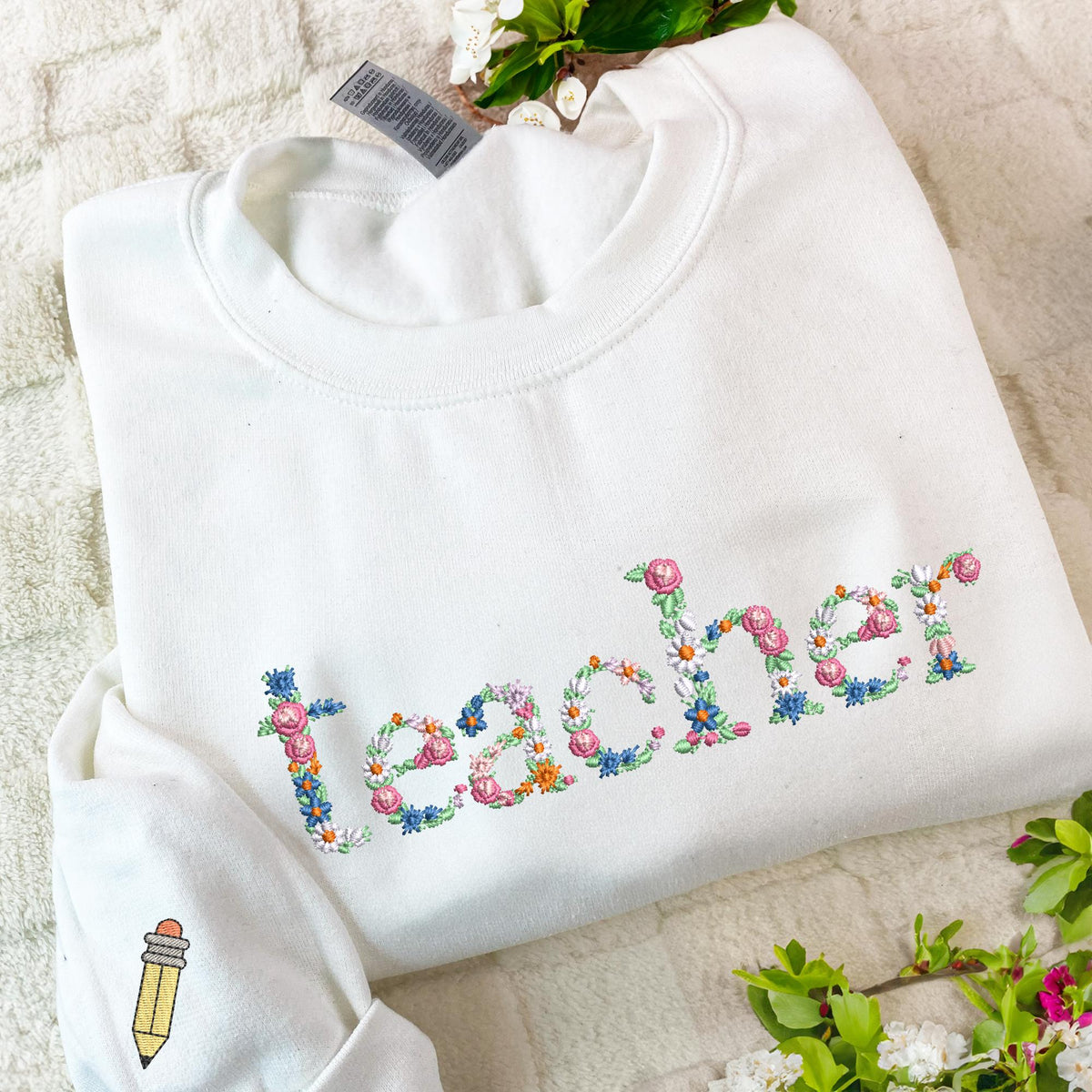 Teacher Embroidered Floral Sweatshirt, Personalized Name Teacher Hoodie, 1st Grade Teacher Shirt, Teacher School Shirt, New Teacher Gift