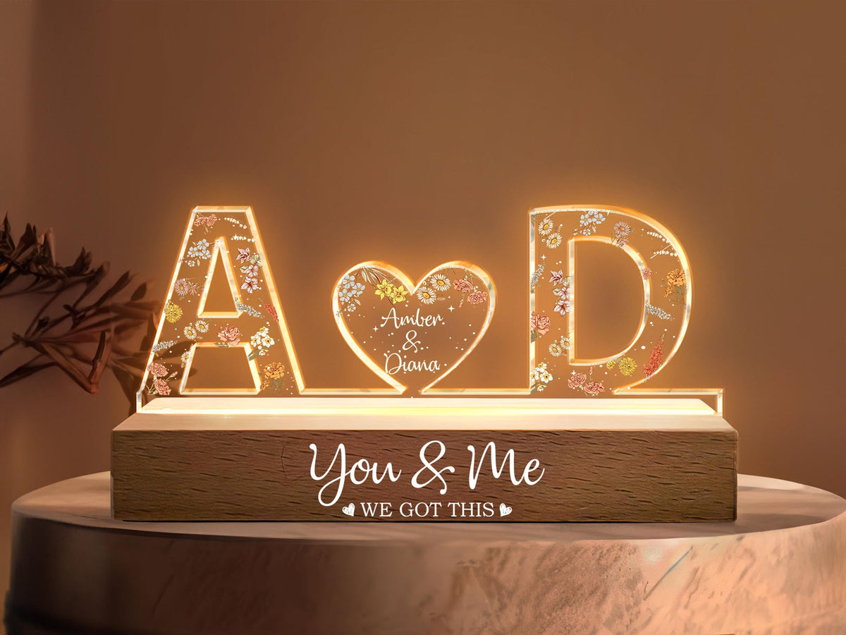 Personalized Couple Name Led Night Light, You And Me We Got This, Couple Home Decoration, Custom Letter Gift For Couple, Wedding Anniversary