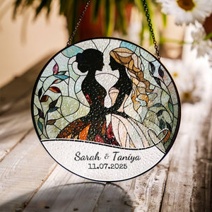 Wedding Stained Glass Sun Catcher Ornament Mrs and Mrs Ornament Light Catcher Lesbian Wedding Gift Couples Gift Bridal Shower Wedding Gift
