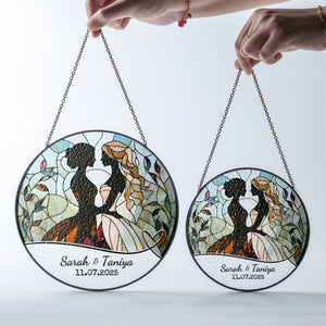 Wedding Stained Glass Sun Catcher Ornament Mrs and Mrs Ornament Light Catcher Lesbian Wedding Gift Couples Gift Bridal Shower Wedding Gift