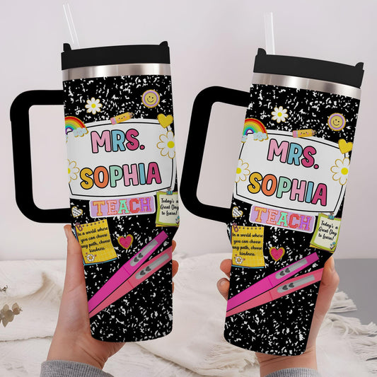 Personalized Teacher 40 Oz Tumbler, Back To School Teacher Tumbler, First Day For Learning, Teacher Appreciation Gift, New Teacher Tumbler