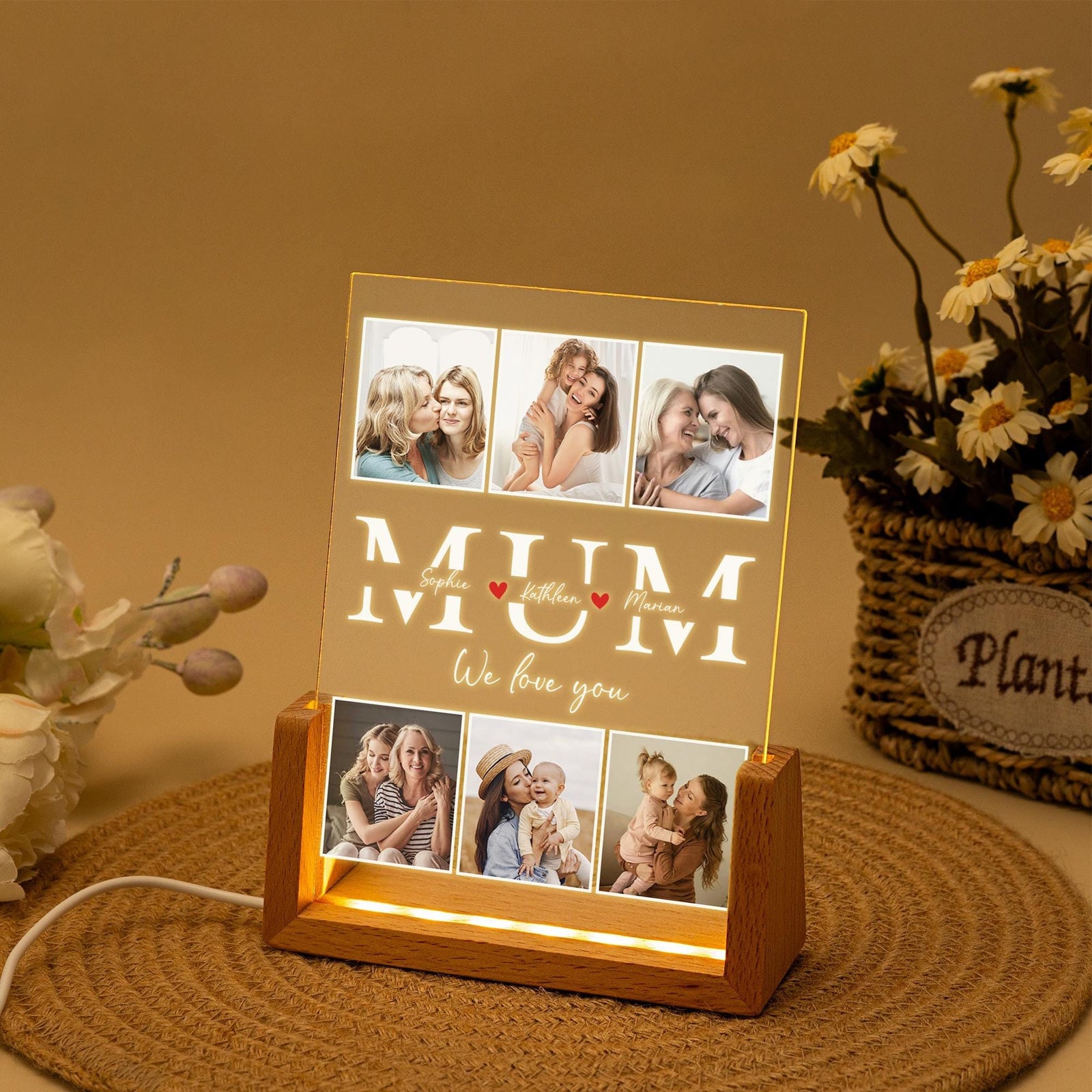 Personalized Photo Night Light, Mother Gifts,Birthday Gift for Mom,Mum Gift from Daughter,Mother's Day Gift,Best Mom Ever,Mom Christmas Gift
