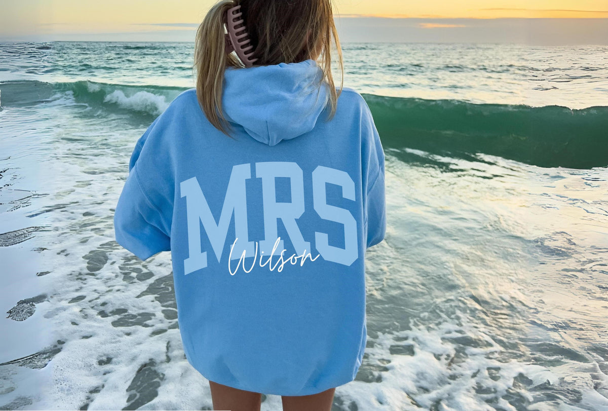 Custom Mrs Sweatshirt, Mrs Last Name Hoodie, Personalized Bride Gift, Future Wifey, Honeymoon Sweatshirt, Best Friend Wedding Egagement Gift