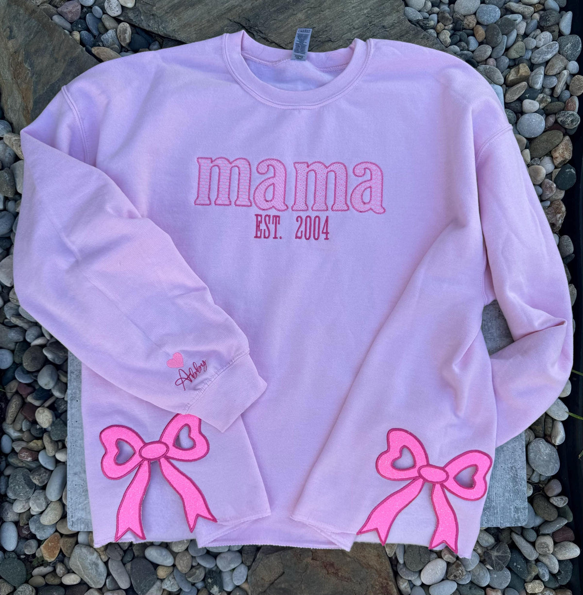Side Bow Mama Sweatshirt, Coquette Side Bow Shirt, Personalized Gift, Embroidered Side bow Sweatshirt, Embroidered Coquette Side Bow Mama