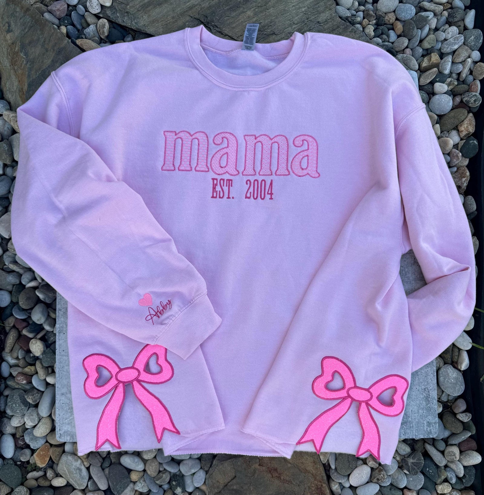 Side Bow Mama Sweatshirt, Coquette Side Bow Shirt, Personalized Gift, Embroidered Side bow Sweatshirt, Embroidered Coquette Side Bow Mama