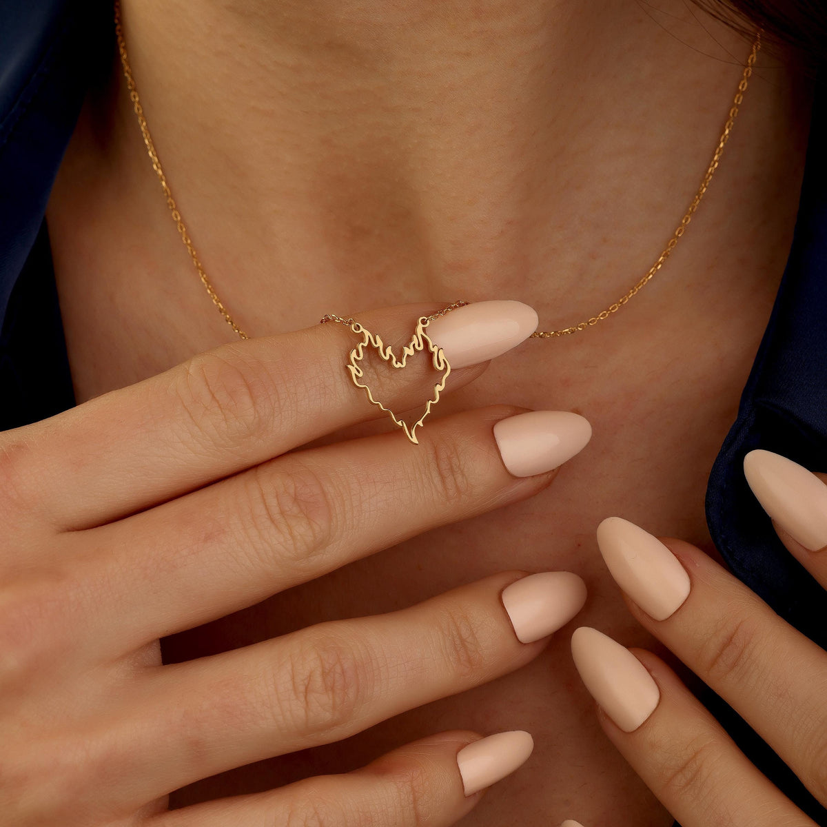 Flaming Heart Necklace | Dainty Heart Pendant | Fire Heart Jewelry | Gift for Her | Love Necklace | Valentine's Day Gift