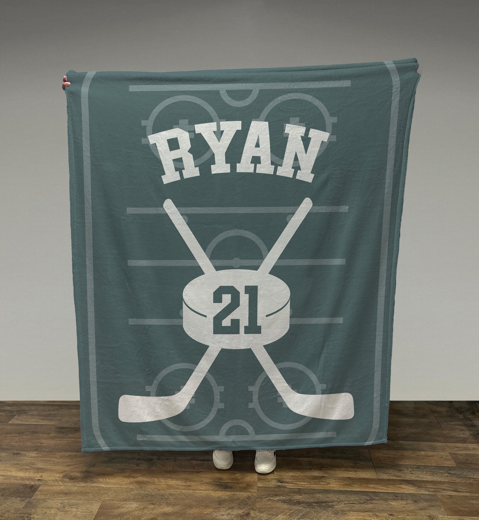 Custom Ice Hockey Blanket with Name and Number, Custom Name Blanket, Ice Hockey Blanket, Sports Blanket, Team Gift, Sports Gift