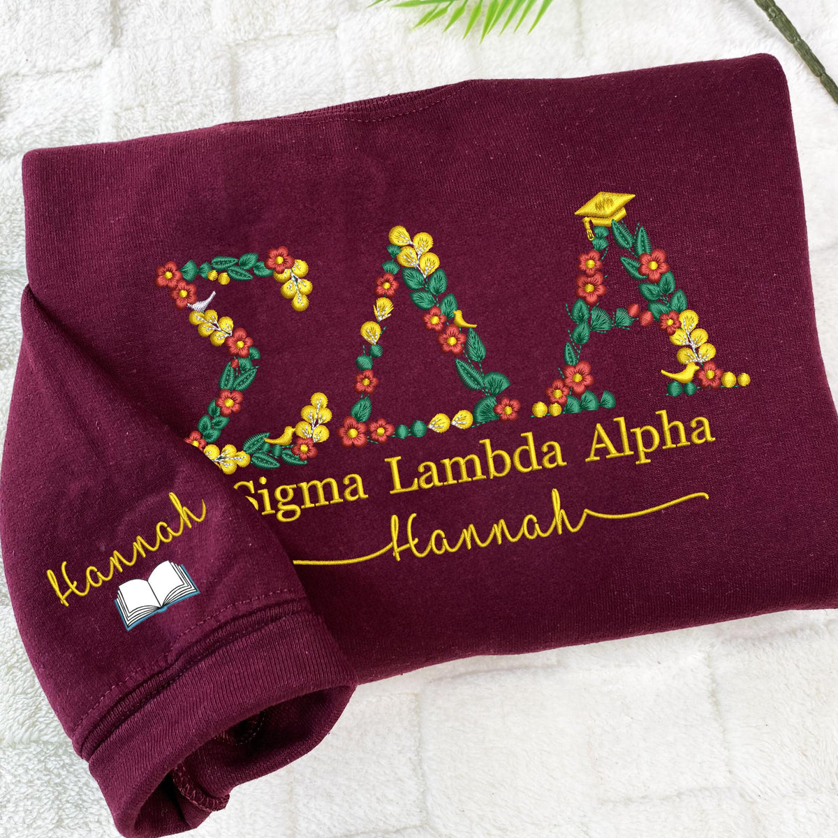 Floral College Embroidered Sweatshirt - Custom Sorority Gift College Hoodie - College Shirt - High School Shirt - Teacher Gift