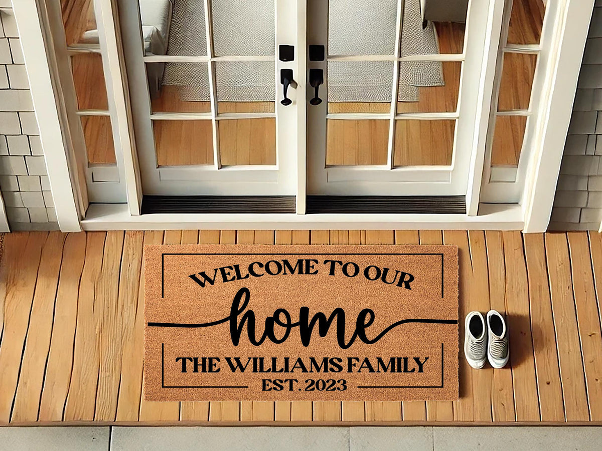 Custom Door mat - Welcome To Our Home - Wedding Gift - Newlywed Gift - Couples Gift - Last Name - Housewarming Gift - Family Name