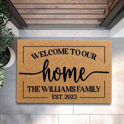 Custom Door mat - Welcome To Our Home - Wedding Gift - Newlywed Gift - Couples Gift - Last Name - Housewarming Gift - Family Name