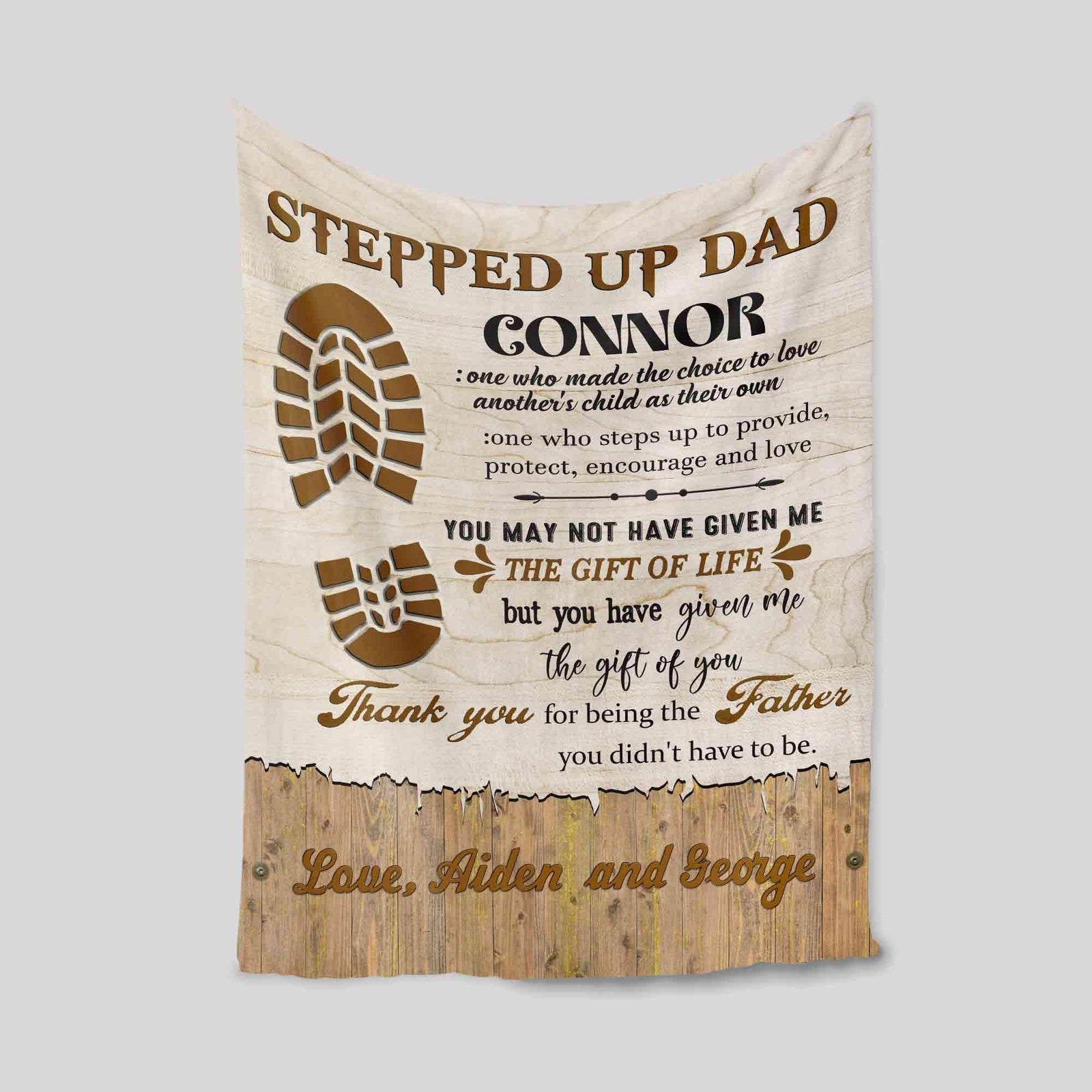 Stepped Up Dad Blanket, Dad blanket, Family Blanket, Custom Name Blanket, Gift for Christmas, Best Gifts For Step Dad, Gifts For Dad