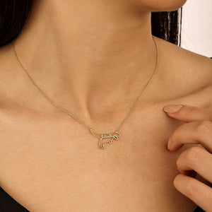 Personalized Dinosaur Necklaces, Kids Name Necklace, T-Rex Jewelry, Dainty Petite Dinosaur Charm, Mothers Day Gift
