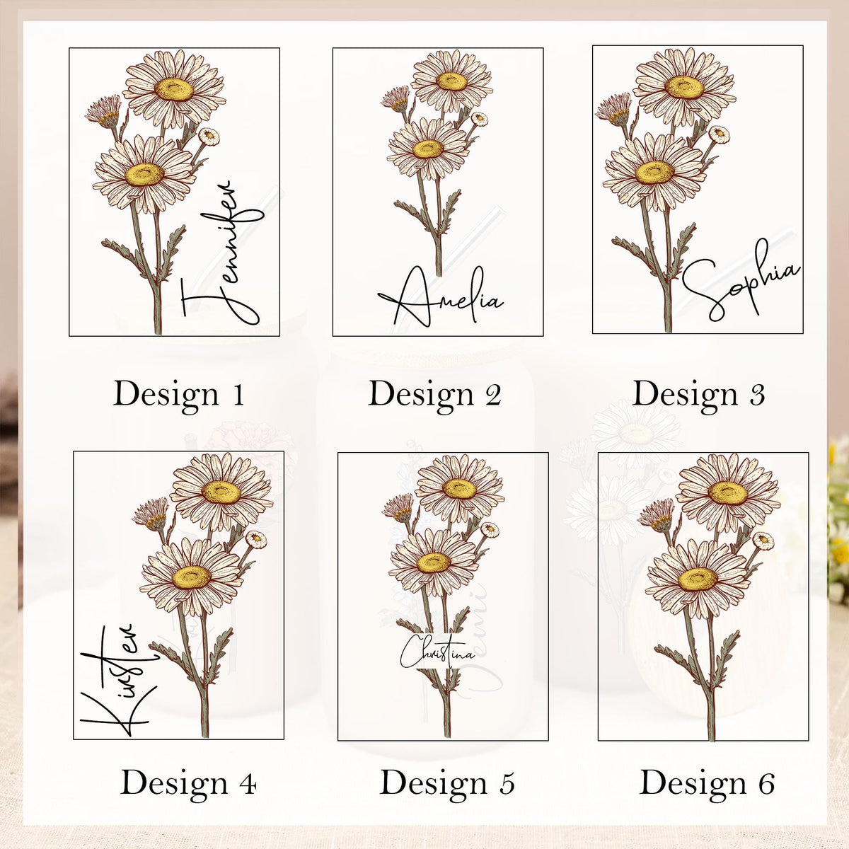 Personalized Birth Flower Tumbler, Custom Sister Gifts For Birthday, Bridesmaid Proposal Gift, Graduation Gift, Custom Glass Coffee Cup