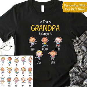 This Grandpa Belongs To Grandchild Name Shirt, Gift For Papa,Daddy Custom Names Sweatshirt, Best Grandpa Ever, Grandma Father Day Gift