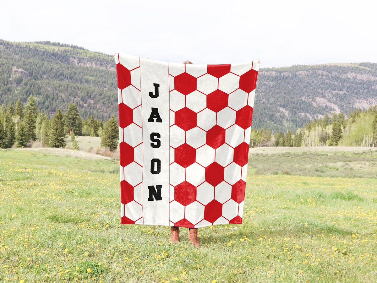 Personalized Soccer Blanket, Custom Sports Team Blanket with Name, Unique Senior Gift, Soccer Ball Blanket,Christmas Gift, Girls Soccer Gift