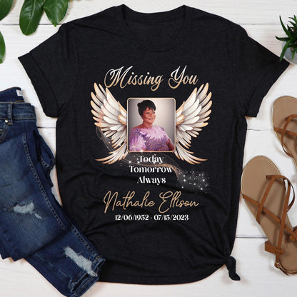 Missing You in Heaven T-Shirt, Customized Funeral Shirt, RIP Tee, Rest In Peace Memory Shirt, Remembrance Shirt, Custom Last Photo Shirt