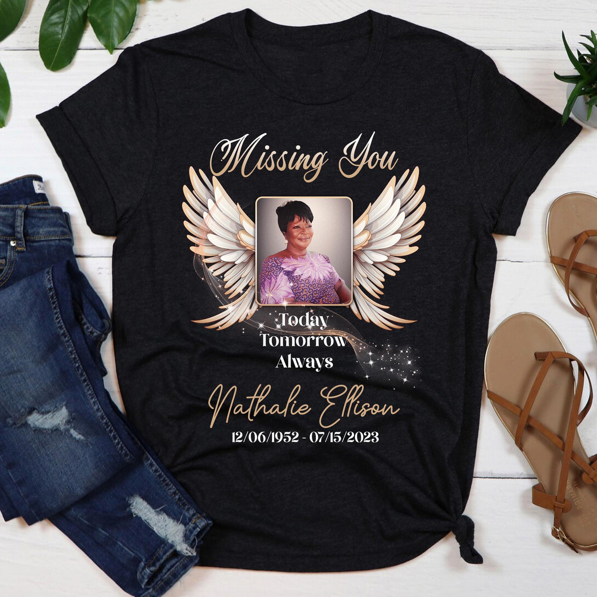 Missing You in Heaven T-Shirt, Customized Funeral Shirt, RIP Tee, Rest In Peace Memory Shirt, Remembrance Shirt, Custom Last Photo Shirt