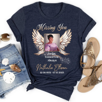 Missing You in Heaven T-Shirt, Customized Funeral Shirt, RIP Tee, Rest In Peace Memory Shirt, Remembrance Shirt, Custom Last Photo Shirt