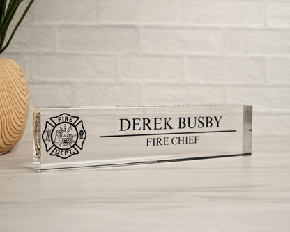 Fireman Gift, Fire Fighter Gifts, Fire Chief Gift, Fireman Decor, Fire Academy Graduation Gift, Firefighter Gift, Fireman Desk Name Plate
