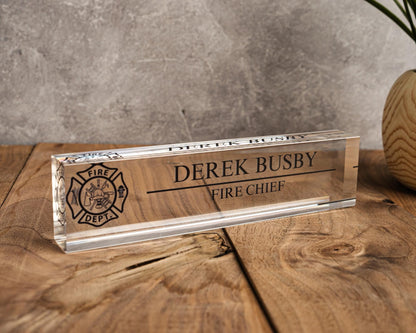 Fireman Gift, Fire Fighter Gifts, Fire Chief Gift, Fireman Decor, Fire Academy Graduation Gift, Firefighter Gift, Fireman Desk Name Plate