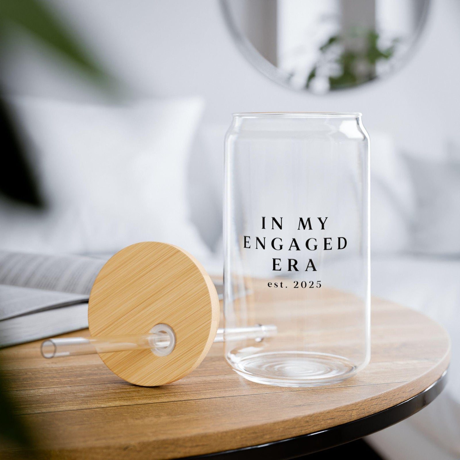 Personalized In My Engaged Era Glass Cup, Custom Coffee Cup, Glass Can, Future Mrs Gift, Engagement Bridal Shower Gift, Bride to Be Gift