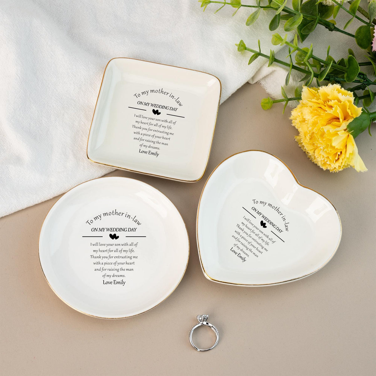 Mother-in-law, Personalized Ring Dish, Custom Jewelry Dish For Mother Of The Groom, Wedding Gift From Bride, Daughter-in-law Gifts