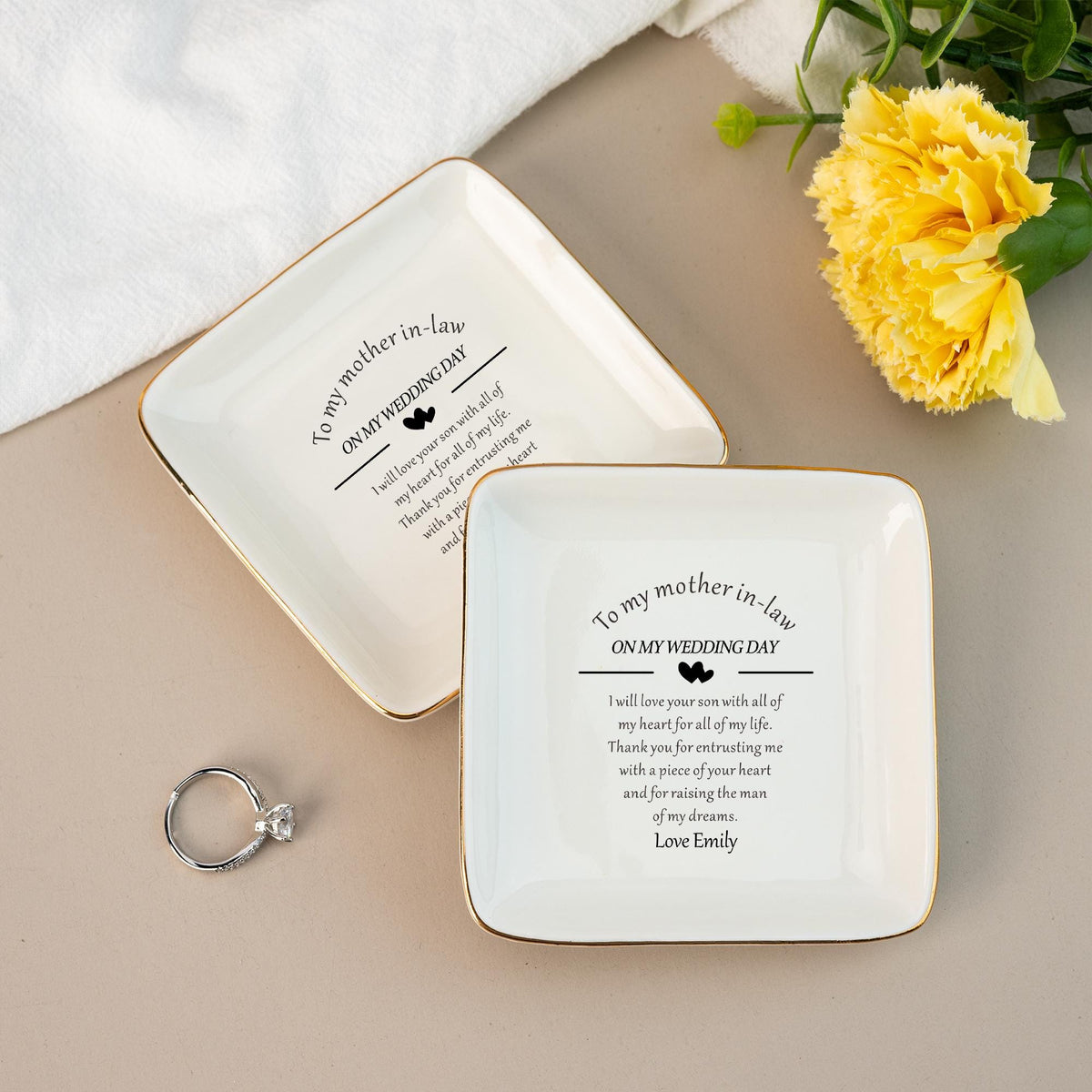 Mother-in-law, Personalized Ring Dish, Custom Jewelry Dish For Mother Of The Groom, Wedding Gift From Bride, Daughter-in-law Gifts