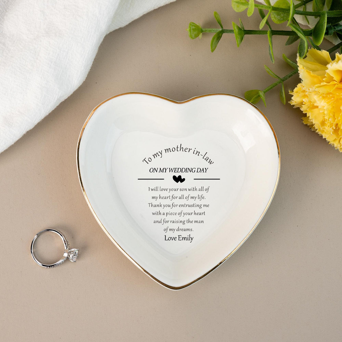 Mother-in-law, Personalized Ring Dish, Custom Jewelry Dish For Mother Of The Groom, Wedding Gift From Bride, Daughter-in-law Gifts