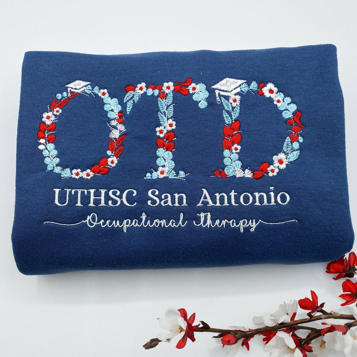 Floral College Embroidered Sweatshirt - Custom Sorority Gift College Hoodie - College Shirt - High School Shirt - Teacher Gift