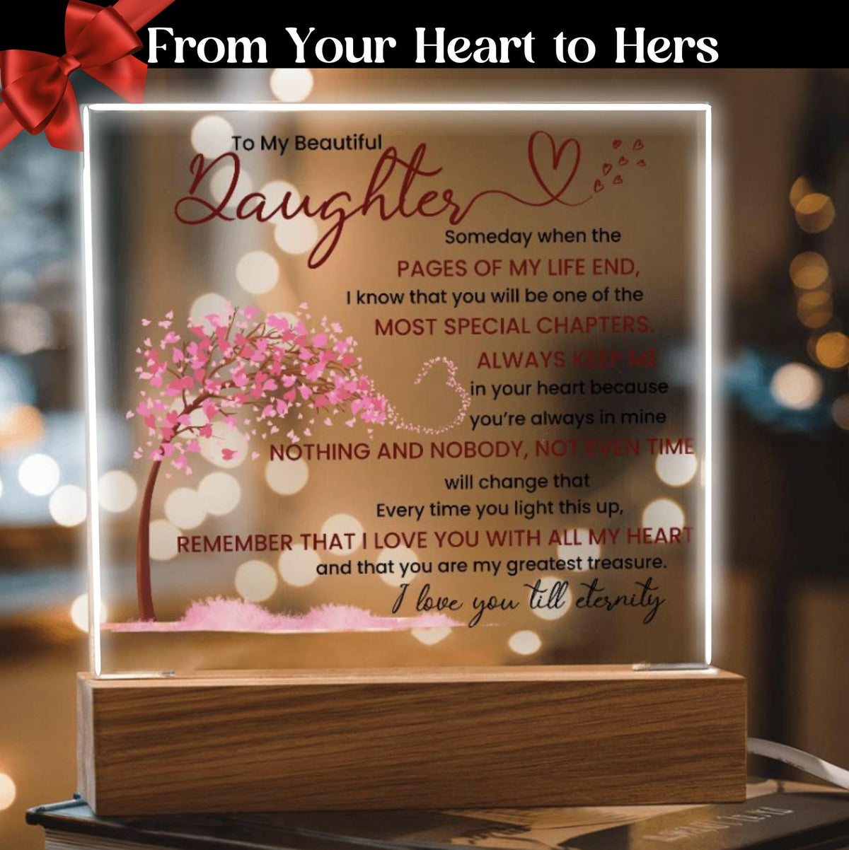 Night light Keepsake Gift for Daughter- Eternity- Plaque lamp Graduation Gift For Daughter, Gift From Mom, Gift From Dad, Birthday Gift